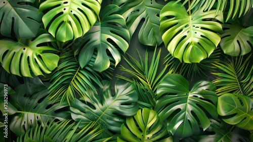 Wallpaper Mural Abstract background of green palm leaves, flat lay Torontodigital.ca