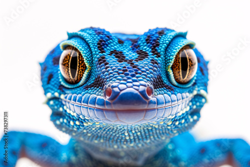 Blue gecko with captivating eyes detailed portrait