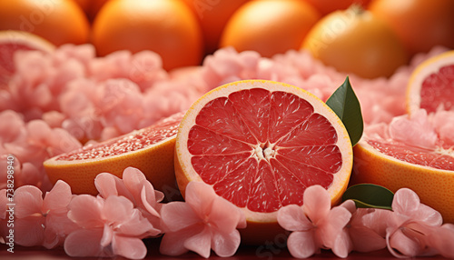 Freshness of nature juicy grapefruit, ripe orange, and vibrant lemon generated by AI photo