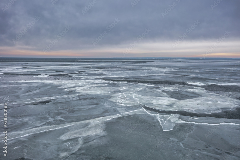 Frozen Bay of Puck near Kuznica at sunset, Hel Peninsula. Poland Frozen Bay of Puck near Kuznica at sunset, Hel Peninsula. Poland