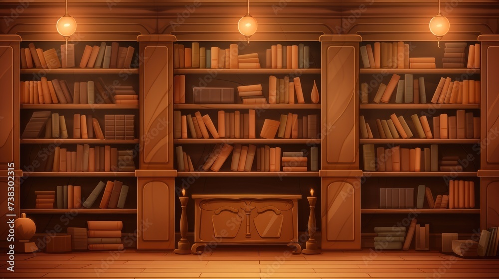The background of the bookcases is in Tan color. The background of the bookcases is in Tan color.