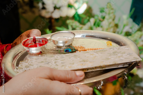 Traditional puja thali photo