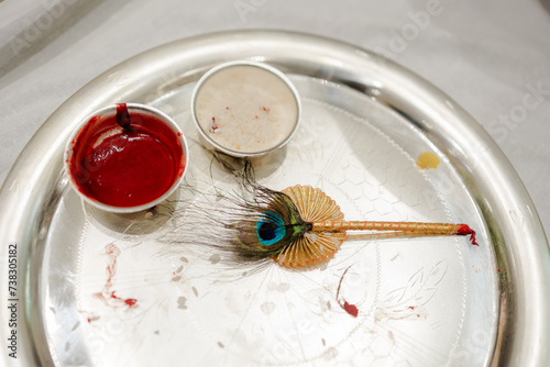 Traditional puja thali photo