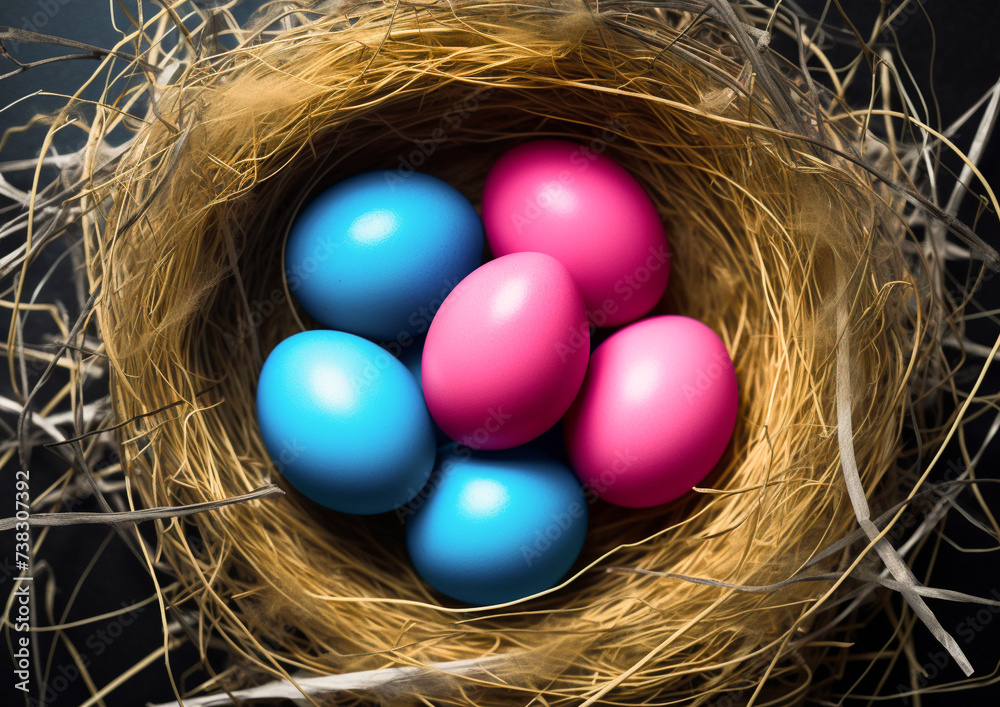 Easter eggs in the nest. AI generated Easter eggs in the nest. AI generated