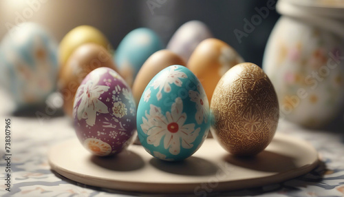 painting eggs, decorating Easter eggs with business motifs