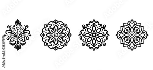 set of Mandala. Round Ornament Pattern. Henna tattoo mandala. Mehndi style.