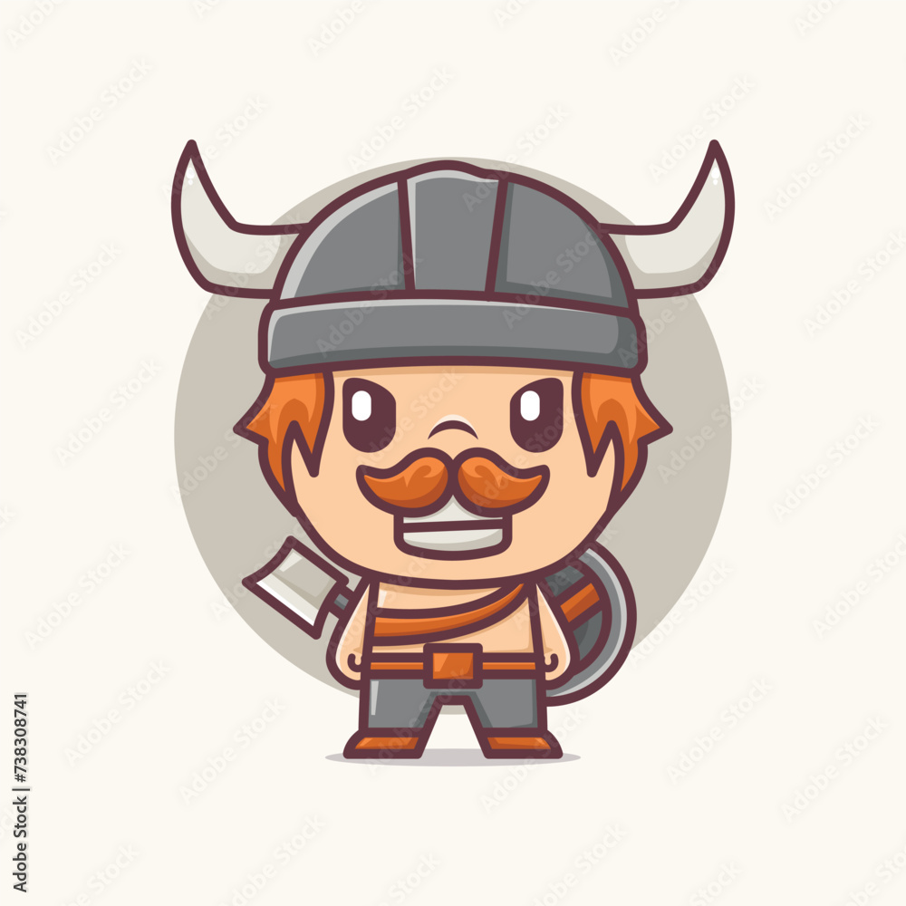 Cute viking cartoon mascot in outline style Cute viking cartoon mascot in outline style