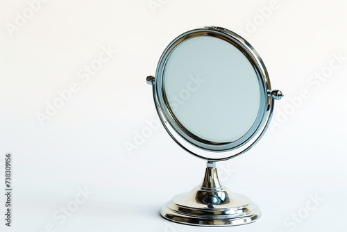 Round mirror for makeup on white background