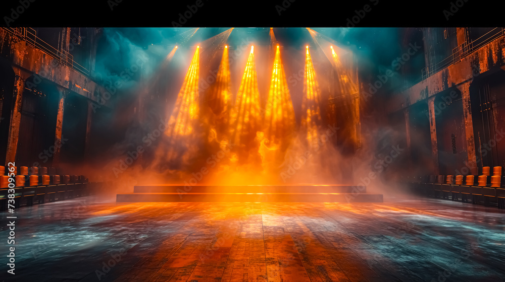 Stage Spotlight with smoke, Stage Spotlight with Laser rays, Stage Background. 