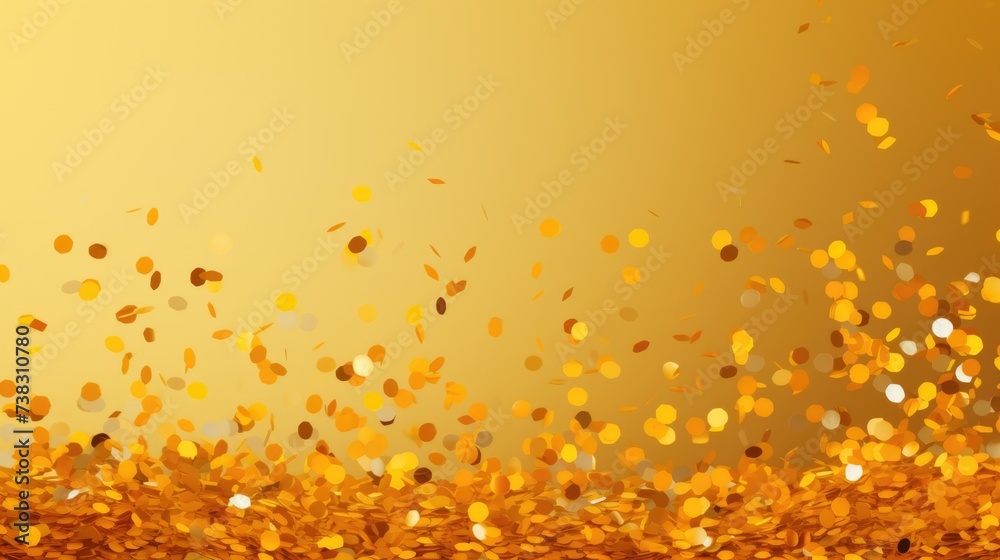 The background of the confetti scattering is in Saffron color.