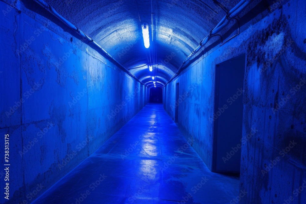 Blue-lit underground bunker, providing a secure and intriguing setting for high-tech product reveals or impactful quotes. Blue-lit underground bunker, providing a secure and intriguing setting for high-tech product reveals or impactful quotes.