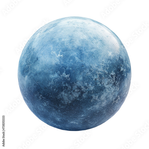 Blue Frosted Sphere Isolated on Transparent or White Background, PNG