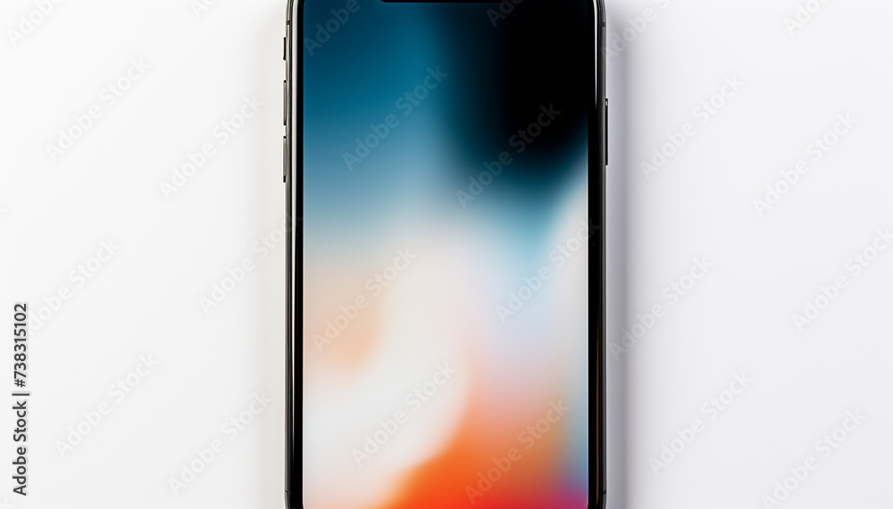 Modern abstract design of a shiny smartphone on blue backdrop generated by AI Modern abstract design of a shiny smartphone on blue backdrop generated by AI