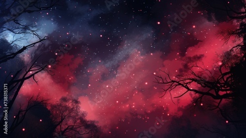 The background of the starry sky is in Crimson color.