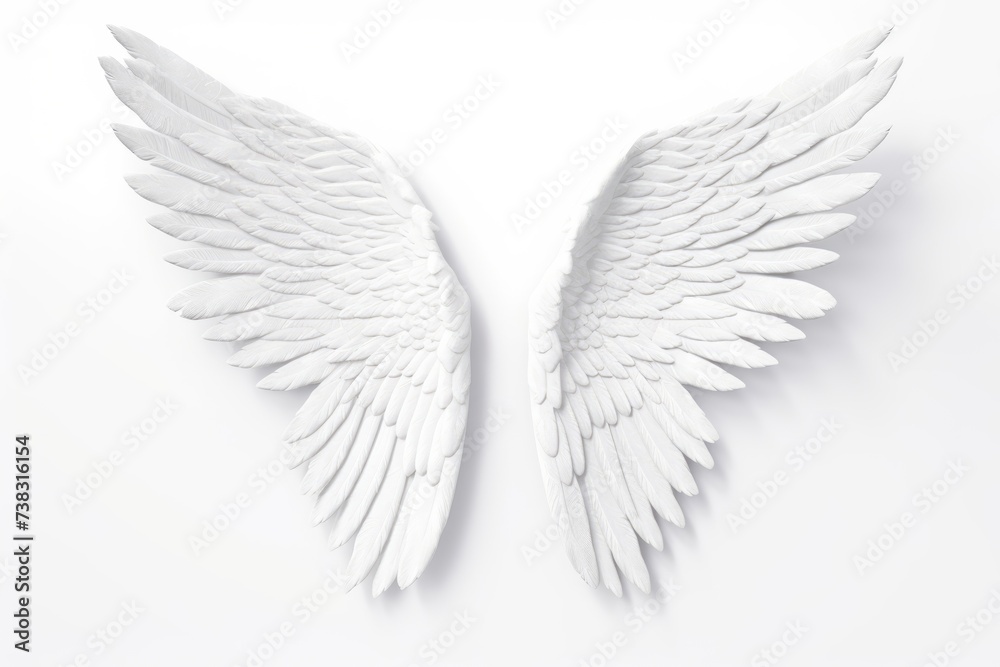 Obraz premium White paper angel wings on white background with copy space, Valentine's day, Mother's day, Women's Day and love concept
