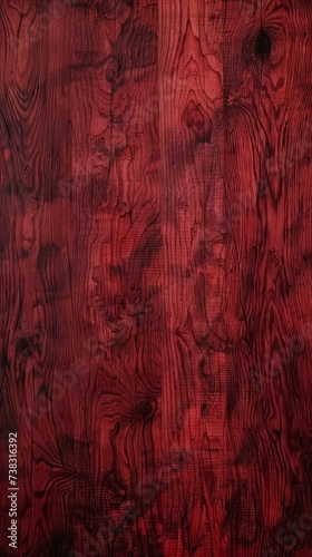 Deep crimson red wooden surface with intricate grain patterns and a smooth, polished finish, exuding warmth and luxury.