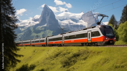 Scenic Mountain Train Journey - Explore the breathtaking Swiss Alps by train. An unforgettable journey with panoramic views of pristine landscapes.