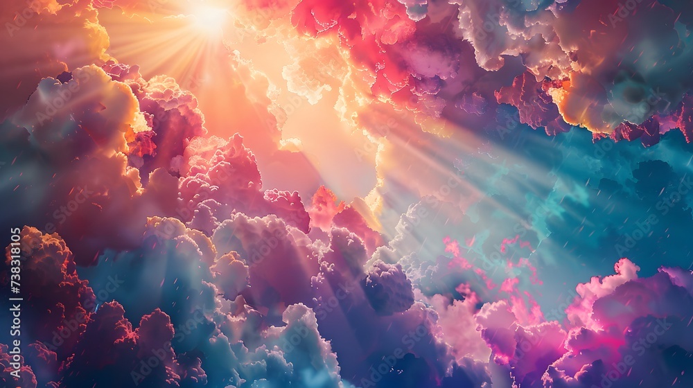 uplifting 8K image radiating hope, with vibrant colors and uplifting compositions symbolizing optimism and the promise of brighter days ahead. - obrazy, fototapety, plakaty 
