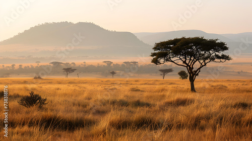 Tree in the middle of nowhere   Savanna landscape in Africa  Amboseli  Kenya Pro Photo  