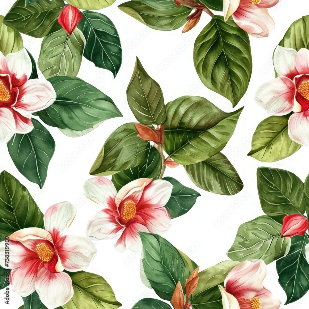 Watercolor ficus flowers with leaves seamless pattern. Watercolor ficus flowers with leaves seamless pattern.