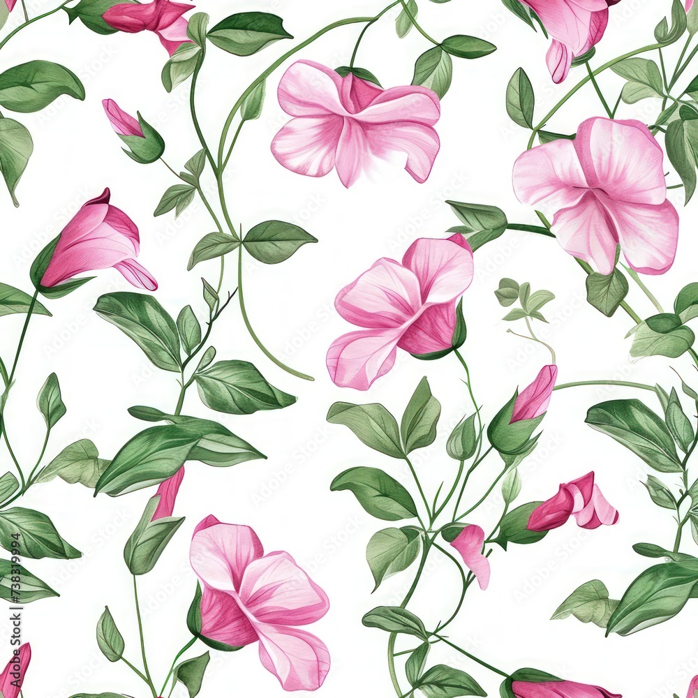 Watercolor goose-foot quinoa flower with leaves seamless pattern.