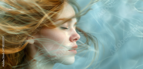 woman with calming smoke and water flowing around her