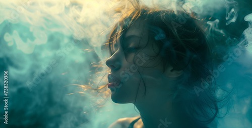 woman with smoke flowing around them