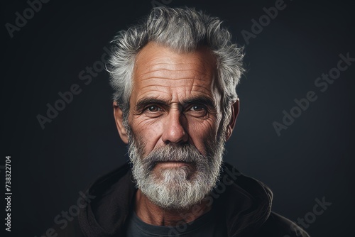 Portrait of a handsome senior man with grey beard and mustache. photo