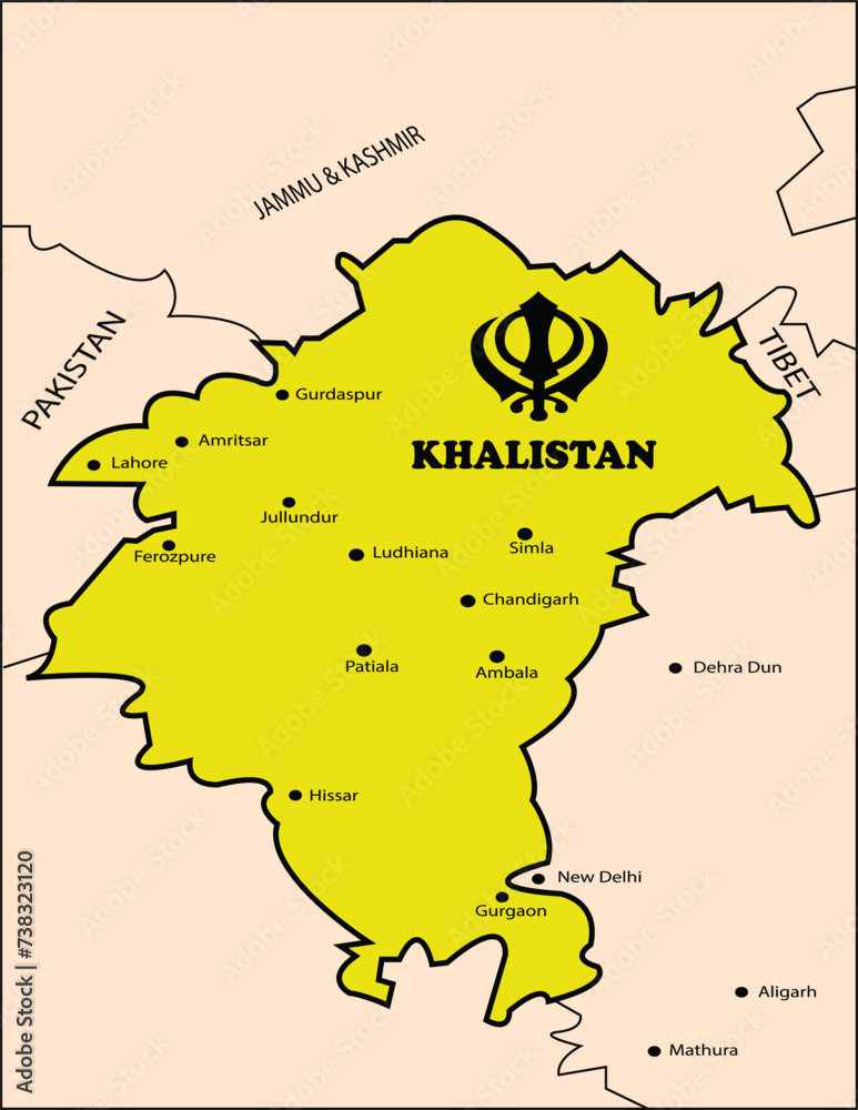 Obraz premium Khalistan Map 