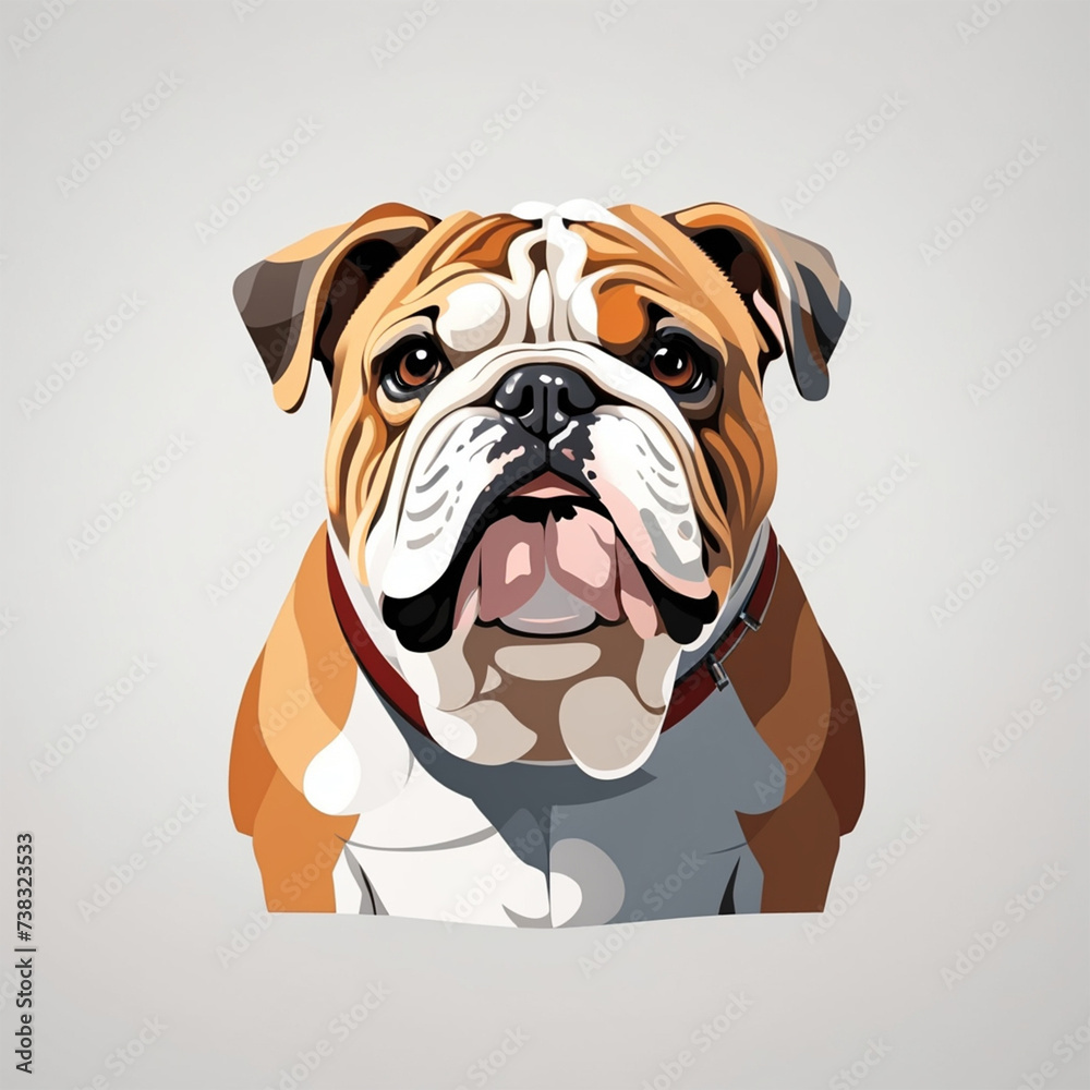 exuberant bulldog dog illustration