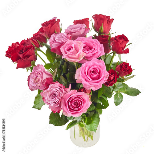 Bouquet of roses isolated on white. Valentines day  8 march or mother day floral gift.