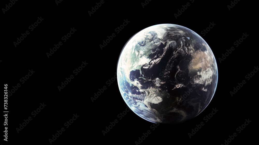 Sci-fi cinematic photography of blue planet Earth isolated on a black background. Sci-fi cinematic photography of blue planet Earth isolated on a black background.