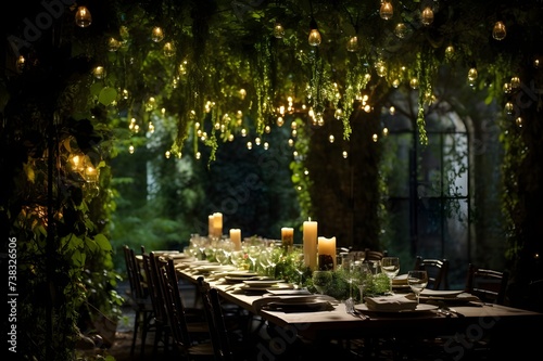 Secret Garden Gathering  Ivy-Covered Table and Fa  