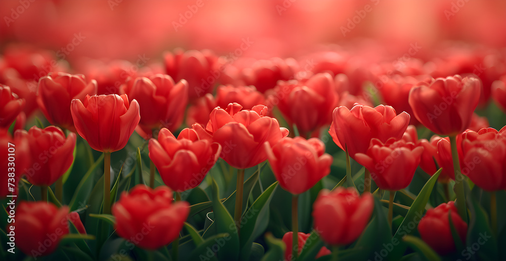 Beautiful composition spring flowers. Bouquet of red tulips flowers on pastel red background Beautiful composition spring flowers. Bouquet of red tulips flowers on pastel red background