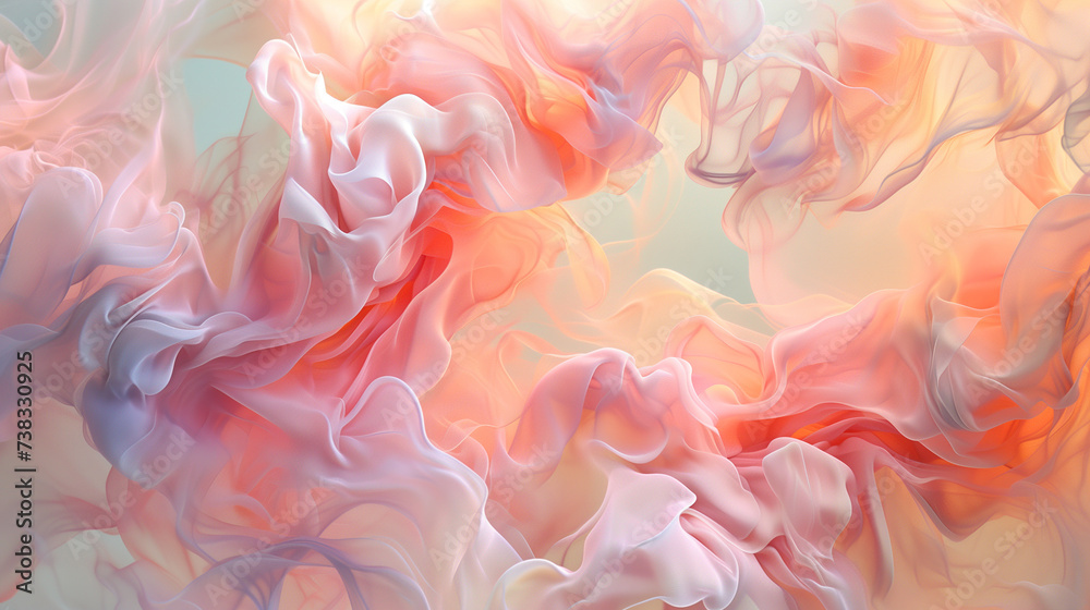 Creative illustration for wallpaper, banner, background, card. Website, abstract glossy, flowing, soft peach color