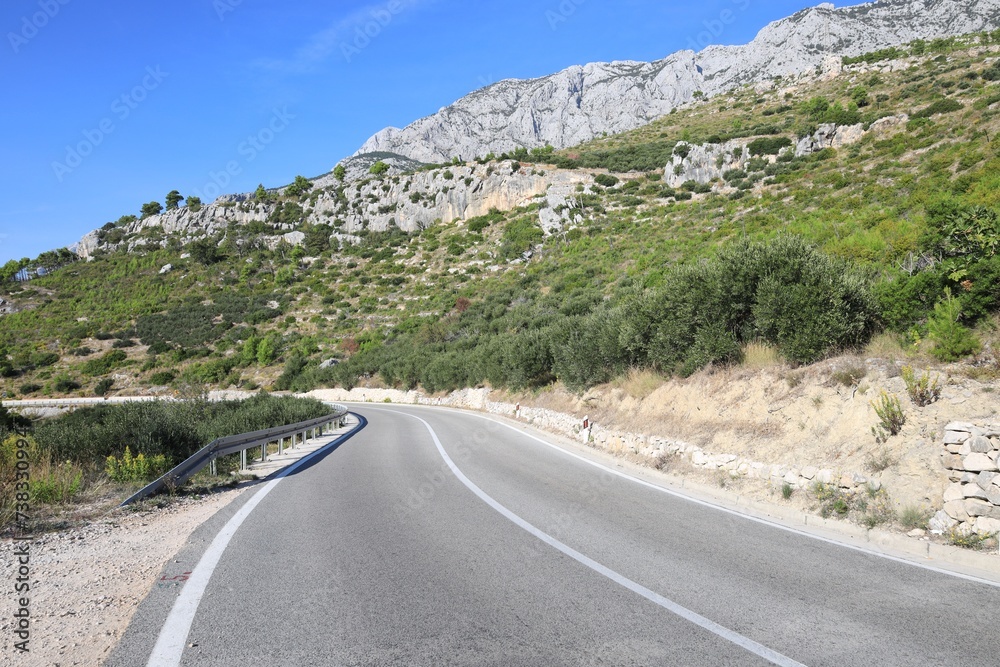 Beautiful view of road and mountain on sunny day