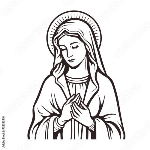 vector illustration of Our Lady Virgin Mary Mother of Jesus, printable, suitable for logo, sign, tattoo, sticker and other print on demand 3