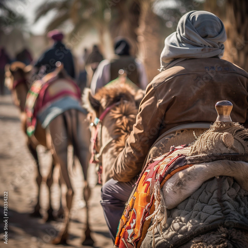 Desert Camel Caravan Ride at Sunset