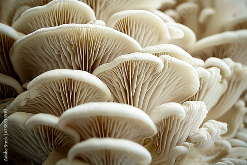 Mycelium with mushrooms, bottom view. Background with selective focus and copy space