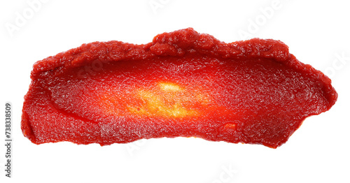 Fotografie Double concentrated tomato paste spread isolated on white, top view
