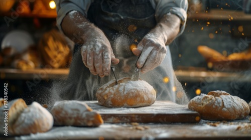 baker in baking process generative ai photo