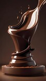 dynamic shapes and splashes of chocolate, capturing the fluidity and glossy texture of the liquid in a visually appealing manner.