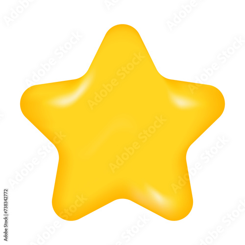 realistic yellow vector star in 3D