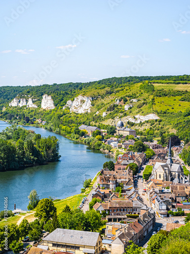 Tableau sur toile Les Andelys town along the Seine river in Normandy