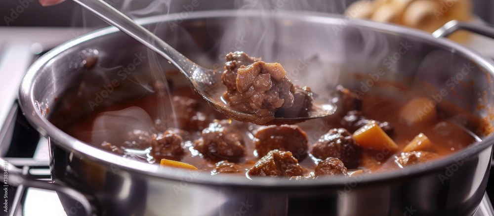 Using a stainless spoon in a stewed pot before boiling can save time by making the dish more tender in a short while. Using a stainless spoon in a stewed pot before boiling can save time by making the dish more tender in a short while.