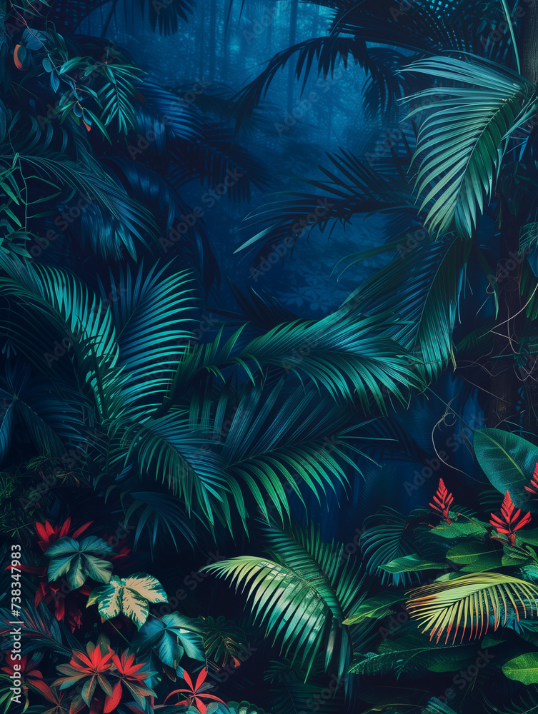 Foliage in nature with neon Foliage in nature with neon