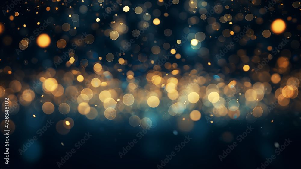 Glimmering Golden Bokeh Lights on Dark Background