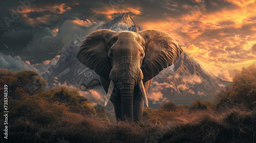 Elephant in front of the mountain © Marcos Luis