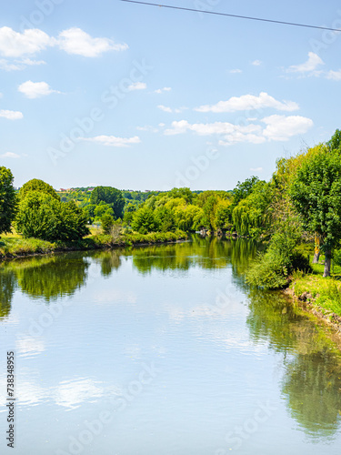 Beautiful reflection on the Eure river in Normandy