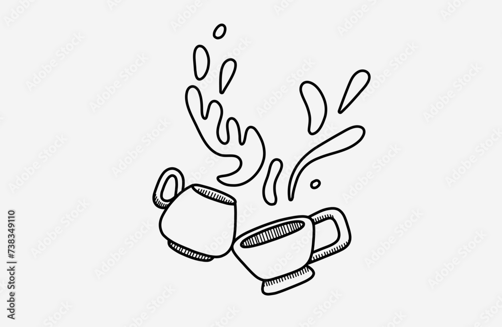 Obraz premium Mugs, liquid splash, abstraction vector image.